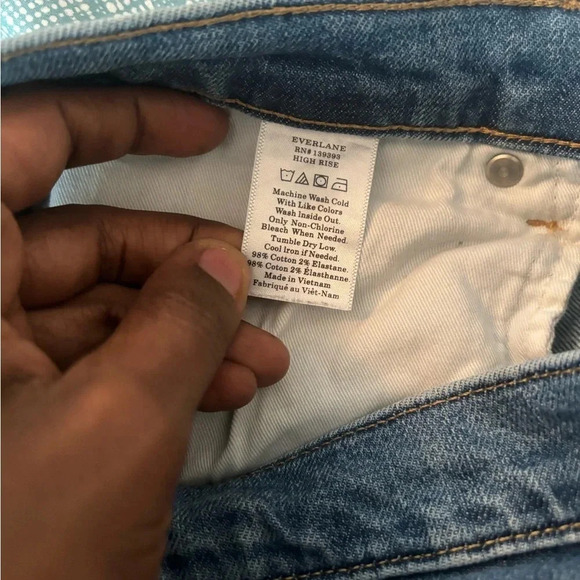 Everlane Jeans Women’s Blue m regular raw hem high rise wash slim leg denim - Picture 4 of 5